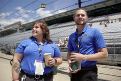 Students work at the Indianapolis Motor Speedway.
